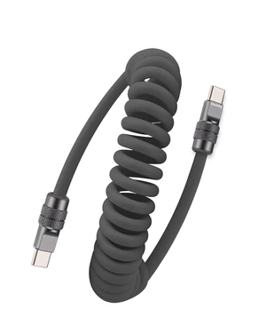 Coiled USB C to C Cable 240H Sag-Free Charging Cable, 1 Pack | Gray, For iPhone 18/17/16/15 Series, Self-Organizing, Silicone Type C Charger Cord for CarPlay, 6FT, 240W Fast Charging Coiled USB C to C Cable 240H Sag-Free Charging Cable, 1 Pack | Gray, For iPhone 18/17/16/15 Series, Self-Organizing, Silicone Type C Charger Cord for CarPlay, 6FT, 240W Fast Charging