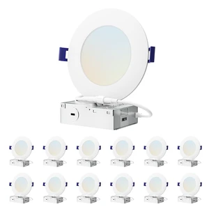 Anyhome 12 Pack Canless Recessed Lighting 4 Inch Recessed Lighting Led | Dimmable Ultra-Thin,5CCT 2700K-5000K,10W 800LM,with Junction Box - ETL & ES Anyhome 12 Pack Canless Recessed Lighting 4 Inch Recessed Lighting Led | Dimmable Ultra-Thin,5CCT 2700K-5000K,10W 800LM,with Junction Box - ETL & ES