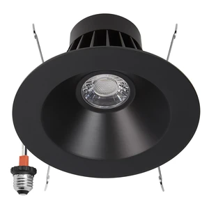 Maxxima 5" & 6" Retrofit Recessed Anti-Glare LED Downlight 1200 Lumens 5CCT | Color Temperature Selectable 2700K/3000K/3500K/4000K/5000K, Dimmable, E-26 Quick Connect Adapter, 90 CRI, Black Trim Maxxima 5" & 6" Retrofit Recessed Anti-Glare LED Downlight 1200 Lumens 5CCT | Color Temperature Selectable 2700K/3000K/3500K/4000K/5000K, Dimmable, E-26 Quick Connect Adapter, 90 CRI, Black Trim