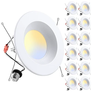 ZYC Retrofit Recessed Lighting 6 Inch - 12 Pack 5/6 Inch LED Recessed Lighting Retrofits, White Baffle Trim, Damp Rated, 5CCT Selectable 2700K|3000K|4000K|5000K|6000K 15W 1200LM (White, 5/6 in) ZYC Retrofit Recessed Lighting 6 Inch - 12 Pack 5/6 Inch LED Recessed Lighting Retrofits, White Baffle Trim, Damp Rated, 5CCT Selectable 2700K|3000K|4000K|5000K|6000K 15W 1200LM (White, 5/6 in)