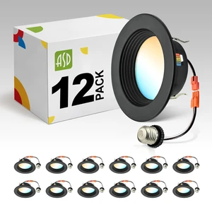 ASD 12 Pack Black 4 Inch Retrofit LED Recessed Light, 5CCT Wafer Lights | 10W 2700K-5000K 849LM Retrofit LED Recessed Lighting 4 Inch, Baffle Trim Dimmable Can Lights for Ceiling, ETL Energy Star ASD 12 Pack Black 4 Inch Retrofit LED Recessed Light, 5CCT Wafer Lights | 10W 2700K-5000K 849LM Retrofit LED Recessed Lighting 4 Inch, Baffle Trim Dimmable Can Lights for Ceiling, ETL Energy Star