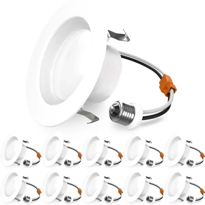 Sunco 10 Pack 4 Inch Baffle Retrofit LED Downlight | 660 Lumens, 6000K, 11W, Dimmable, IC & Damp Rated, 120V, Recessed Can Lights for Garage Workshop Bathroom - ETL, FCC, RoHS Sunco 10 Pack 4 Inch Baffle Retrofit LED Downlight | 660 Lumens, 6000K, 11W, Dimmable, IC & Damp Rated, 120V, Recessed Can Lights for Garage Workshop Bathroom - ETL, FCC, RoHS