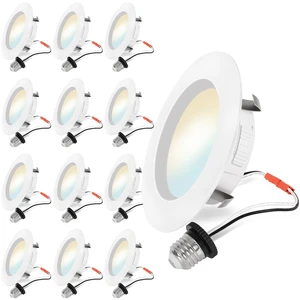 Energetic 4 Inch 5CCT Recessed Lighting, LED Can Lights for Ceiling, Dimmable Downlight, 5.4W, Equivalent 45W, 2700K/3000K/4000K/5000K/6500K Selectable, Damp Rated, Baffle Trim, ETL, 12 Pack Energetic 4 Inch 5CCT Recessed Lighting, LED Can Lights for Ceiling, Dimmable Downlight, 5.4W, Equivalent 45W, 2700K/3000K/4000K/5000K/6500K Selectable, Damp Rated, Baffle Trim, ETL, 12 Pack