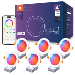 DUSKTEC Smart Recessed Lighting 4 Inch Color Changing LED Recessed Lights | Compatible with Alexa, 10W RGBW Recess Ceiling Light, Canless Wafer Downlight with Junction Box, 1000LM ( 6 Pack) DUSKTEC Smart Recessed Lighting 4 Inch Color Changing LED Recessed Lights | Compatible with Alexa, 10W RGBW Recess Ceiling Light, Canless Wafer Downlight with Junction Box, 1000LM ( 6 Pack)