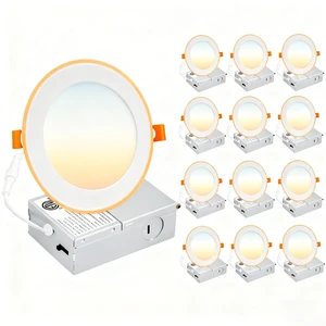 12 Pack 4 Inch LED Recessed Lighting, Canless Wafer Downlight, White | 5CCT 2700K-5000K, 5%-100% Dimmable, Ultra-thin, Metal housing, 800LM 11W 120V, IC & Damp Rated, ETL & FCC, 50000h Life Span 12 Pack 4 Inch LED Recessed Lighting, Canless Wafer Downlight, White | 5CCT 2700K-5000K, 5%-100% Dimmable, Ultra-thin, Metal housing, 800LM 11W 120V, IC & Damp Rated, ETL & FCC, 50000h Life Span