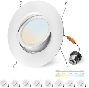 Anyhome 6 Inch Gimbal Led Recessed Lighting Retrofit 8 Pack | 5 CCT 2700K-5000K Dimmable 11W 900LM,Compatible with TP24 Connector/E26 Bases Anyhome 6 Inch Gimbal Led Recessed Lighting Retrofit 8 Pack | 5 CCT 2700K-5000K Dimmable 11W 900LM,Compatible with TP24 Connector/E26 Bases