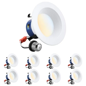 TORCHSTAR 8-Pack 5CCT 4 Inch LED Recessed Lighting Retrofit, Dimmable | JA8 ETL, Aluminum, Anti-Glare Deep Baffle Trim, 800LM 10W=100W, CRI90 Remodel Can Lights, 2700K3000K3500K4000K5000K TORCHSTAR 8-Pack 5CCT 4 Inch LED Recessed Lighting Retrofit, Dimmable | JA8 ETL, Aluminum, Anti-Glare Deep Baffle Trim, 800LM 10W=100W, CRI90 Remodel Can Lights, 2700K3000K3500K4000K5000K
