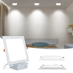 JJiuzming Square 8 Inch Recessed Light,18W 6000K Daylight,No Dimmable 4Pack | LED Ultrathin wafer cankiller canless recessed lighting fixtures with JBox,8" ceiling cutout hole,outer trim 87/8"