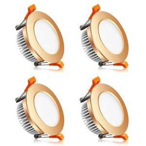 YGS-Tech 3 Inch LED Recessed Lighting, Dimmable Downlight 5W (40W Halogen Equivalent), 4000K Natural White Ceiling Light, CRI80+, Gold Trim Recessed Lights with LED Driver (4 Pack) YGS-Tech 3 Inch LED Recessed Lighting, Dimmable Downlight 5W (40W Halogen Equivalent), 4000K Natural White Ceiling Light, CRI80+, Gold Trim Recessed Lights with LED Driver (4 Pack)
