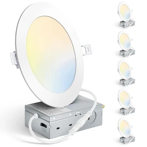 MAXvolador 6 Pack 6 Inch LED Recessed Ceiling Light 5CCT with Junction Box | 1200LM High Brightness, 2700K/3000K/4000K/5000K/6000K Selectable, Dimmable, 12W Ultra-Thin Canless Wafer Downlight 120V MAXvolador 6 Pack 6 Inch LED Recessed Ceiling Light 5CCT with Junction Box | 1200LM High Brightness, 2700K/3000K/4000K/5000K/6000K Selectable, Dimmable, 12W Ultra-Thin Canless Wafer Downlight 120V