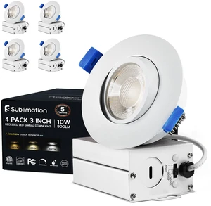 Sublimation 4 Packs 3 Inch Gimbal Led Recessed Light with Junction Box 10w,Waterproof recessed Lights for Shower,3 Colors Adjustable,Suitable for Bathroom,Parlor,Bedroom,Kitchen,Balcony Sublimation 4 Packs 3 Inch Gimbal Led Recessed Light with Junction Box 10w,Waterproof recessed Lights for Shower,3 Colors Adjustable,Suitable for Bathroom,Parlor,Bedroom,Kitchen,Balcony