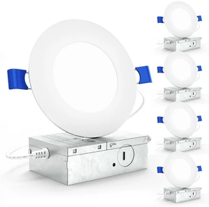 Sunco 4 Pack 4 Inch Slim Canless LED Recessed Lights, 10W=60W, Dimmable | 650LM, 6000K Daylight DLX, 10W, Dimmable, Wafer Thin, Canless, Junction Box, for Kitchens, Low Ceilings