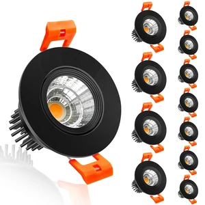 inShareplus 2 Inch LED Downlight, 3W Recessed Lighting 220LM COB Dimmable, 3000K Warm White, CRI80, Black Trim, LED Ceiling Lights with Driver, 12 Pack inShareplus 2 Inch LED Downlight, 3W Recessed Lighting 220LM COB Dimmable, 3000K Warm White, CRI80, Black Trim, LED Ceiling Lights with Driver, 12 Pack