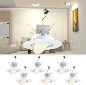 Lightdot 6 inch LED Recessed Housing with Trim, Gimbal Swivel Can Light | CRI>90 3000K/4000K/5000K Dimmable | Includes Junction Box & Trim Ring | White (6 Pack) Lightdot 6 inch LED Recessed Housing with Trim, Gimbal Swivel Can Light | CRI>90 3000K/4000K/5000K Dimmable | Includes Junction Box & Trim Ring | White (6 Pack)