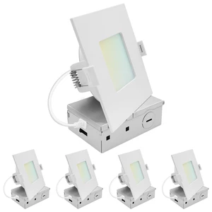 LUXRITE 4 Inch LED Recessed Light, ECO Backlit Mini Panel Spotlight, 4 Pack | 5CCT 2700K-5000K, 1000 Lumens, High Output, 11 Watts, Dimmable, IC Rated, Wet Rated, ETL Listed, Energy Star, Square LUXRITE 4 Inch LED Recessed Light, ECO Backlit Mini Panel Spotlight, 4 Pack | 5CCT 2700K-5000K, 1000 Lumens, High Output, 11 Watts, Dimmable, IC Rated, Wet Rated, ETL Listed, Energy Star, Square