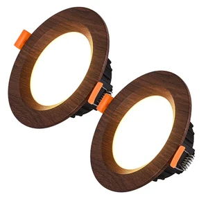 WISHVYQ 2 Pack LED Recessed Downlight Walnut Wood Grain Recessed Lighting | led Can Retrofit Light,3CCT Switchable Color Temperature,3.9/4.3 inch Recessed Led Ceiling Lights,Flat Baffle Walnut Trim WISHVYQ 2 Pack LED Recessed Downlight Walnut Wood Grain Recessed Lighting | led Can Retrofit Light,3CCT Switchable Color Temperature,3.9/4.3 inch Recessed Led Ceiling Lights,Flat Baffle Walnut Trim