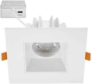 Maxxima 4" Low Kelvin Anti-Glare LED Square Downlight, 1200 Lumens, 5 CCT | Color Selectable 2200K/2400K/2700K/3000K/3500K, Dimmable Ultra-Thin Canless White Recessed Fixture, Junction Box Included