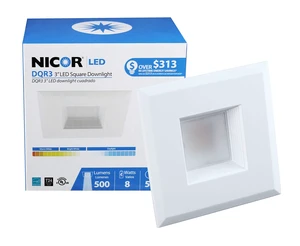 NICOR Lighting 3 inch White Square LED Recessed Downlight in 2700K (DQR3-10-120-2K-WH-BF) NICOR Lighting 3 inch White Square LED Recessed Downlight in 2700K (DQR3-10-120-2K-WH-BF)