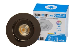 NICOR Lighting 2 inch LED Gimbal Downlight in Oil-Rubbed Bronze, 3000K (DLG2-10-120-3K-OB) NICOR Lighting 2 inch LED Gimbal Downlight in Oil-Rubbed Bronze, 3000K (DLG2-10-120-3K-OB)