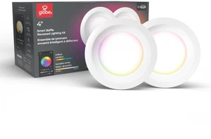 Globe Electric 50284 Wi-Fi Smart 4" Slim Baffle LED Recessed Lighting Kit 2-Pack, No Hub Required, Voice Activated, 9 Watts, Multicolor RGB, Tunable White, 540 Lumens, Wet Rated, 4.25" Hole Size Globe Electric 50284 Wi-Fi Smart 4" Slim Baffle LED Recessed Lighting Kit 2-Pack, No Hub Required, Voice Activated, 9 Watts, Multicolor RGB, Tunable White, 540 Lumens, Wet Rated, 4.25" Hole Size