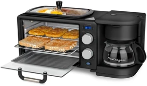 Nostalgia 3-in-1 Retro Breakfast Station - Includes 5 (4 Oz) Cup Coffee Maker, Non-Stick Ceramic Griddle, and 4-Slice Toaster Oven - Built-In Timer, Reusable Coffee Filter, Space-Saving Design - Black Nostalgia 3-in-1 Retro Breakfast Station - Includes 5 (4 Oz) Cup Coffee Maker, Non-Stick Ceramic Griddle, and 4-Slice Toaster Oven - Built-In Timer, Reusable Coffee Filter, Space-Saving Design - Black