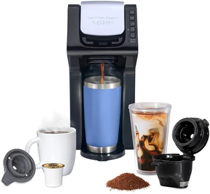 Hamilton Beach Gen 4 FlexBrew Single-Serve Hot & Iced Coffee Maker | Uses Pod Packs or Grounds | 4 Fast Brewing Cup Size Options |50 oz. Removable Reservoir | Black Hamilton Beach Gen 4 FlexBrew Single-Serve Hot & Iced Coffee Maker | Uses Pod Packs or Grounds | 4 Fast Brewing Cup Size Options |50 oz. Removable Reservoir | Black