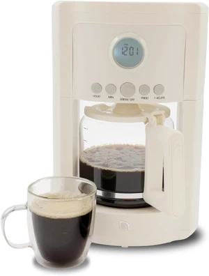 WILLOW 12-Cup Programmable Drip Coffee Maker with Glass Carafe Delay Brew Coffee Machine with Timer, 1-4 Cup Setting, Keep Warm, Auto Shut-Off & Reusable Filter, Coffee Pot - Cream White WILLOW 12-Cup Programmable Drip Coffee Maker with Glass Carafe Delay Brew Coffee Machine with Timer, 1-4 Cup Setting, Keep Warm, Auto Shut-Off & Reusable Filter, Coffee Pot - Cream White