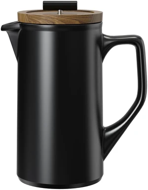 DHPO Ceramic French Press 22oz, Walnut Wood Lid, Black | Lead-Free, Dual Food Grade Filtration System,, Grit-Free, For Coffee and Loose Tea, Heat Retention, High-Fired Ceramic DHPO Ceramic French Press 22oz, Walnut Wood Lid, Black | Lead-Free, Dual Food Grade Filtration System,, Grit-Free, For Coffee and Loose Tea, Heat Retention, High-Fired Ceramic