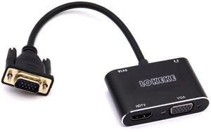 LOKEKE VGA to HDMI VGA, VGA to HDMI VGA Adapter with Audio Cable and USB Cable for Computer, Desktop, Laptop, PC, Monitor, Projector, HDTV LOKEKE VGA to HDMI VGA, VGA to HDMI VGA Adapter with Audio Cable and USB Cable for Computer, Desktop, Laptop, PC, Monitor, Projector, HDTV