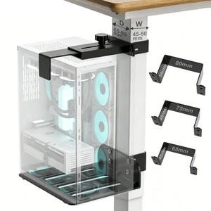 Under Desk PC Mount - Fits 3 Fixed Desk Leg Sizes, CPU Holder Under Desk | No Drilling 40 lb Capacity, Adjustable Clamp-on Desk Leg PC Mount for Standing Desk, with Non-Slip Pads, Black Under Desk PC Mount - Fits 3 Fixed Desk Leg Sizes, CPU Holder Under Desk | No Drilling 40 lb Capacity, Adjustable Clamp-on Desk Leg PC Mount for Standing Desk, with Non-Slip Pads, Black