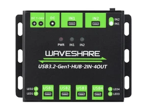Waveshare Industrial Grade USB HUB, Extending 4X USB 3.2 Ports, Switchable Dual Hosts, Multi Protections Waveshare Industrial Grade USB HUB, Extending 4X USB 3.2 Ports, Switchable Dual Hosts, Multi Protections