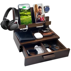 VEIYAILU Gifts for Men Women Him Husband Son Boyfriend Birthday Nightstand Organizer Wood Phone Docking Station Birthday Gifts (Deep Walnut) VEIYAILU Gifts for Men Women Him Husband Son Boyfriend Birthday Nightstand Organizer Wood Phone Docking Station Birthday Gifts (Deep Walnut)