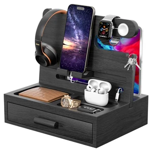 melafa365 Nightstand Organizer for Men,Phone Docking Station with Cable Management,Night Stand with Drawer,Bedside Organizer for Watches,Keys,Wallets,Gifts for MenBlack melafa365 Nightstand Organizer for Men,Phone Docking Station with Cable Management,Night Stand with Drawer,Bedside Organizer for Watches,Keys,Wallets,Gifts for MenBlack