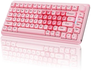 EWEADN M75 75% Wireless Mechanical Gaming Keyboard RGB Backlit, Media Knob | Gasket Mount, Hot Swappable Linear Switches, Creamy Keyboard, 2.4GHz/USB-C/Bluetooth 5.0, for Win/Mac, Jelly Keycaps, Pink EWEADN M75 75% Wireless Mechanical Gaming Keyboard RGB Backlit, Media Knob | Gasket Mount, Hot Swappable Linear Switches, Creamy Keyboard, 2.4GHz/USB-C/Bluetooth 5.0, for Win/Mac, Jelly Keycaps, Pink
