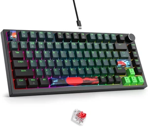 Fogruaden Wired 75% Percent Mechanical Keyboard Hot Swappable, Red Switch, RGB Backlit, 82 Keys TKL Mechanical Keyboard, NKRO Compact Gaming Keyboard, Volume Control Knob (Soundwave) Fogruaden Wired 75% Percent Mechanical Keyboard Hot Swappable, Red Switch, RGB Backlit, 82 Keys TKL Mechanical Keyboard, NKRO Compact Gaming Keyboard, Volume Control Knob (Soundwave)