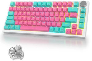 iRoboosta 400PRO 75% Wireless Creamy Mechanical Keyboard Pink, Gasket Hot Swappable RGB Gaming Keyboard, Bluetooth/2.4GHz/USB-C Cute Keyboard with Pre-lubed Cream Grey Switches (82 Pink Cyan) iRoboosta 400PRO 75% Wireless Creamy Mechanical Keyboard Pink, Gasket Hot Swappable RGB Gaming Keyboard, Bluetooth/2.4GHz/USB-C Cute Keyboard with Pre-lubed Cream Grey Switches (82 Pink Cyan)