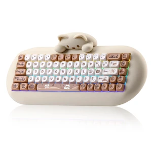YUNZII C68 Silicone Cute Cat Mechanical Keyboard (Brown,Cocoa Cream Switch) | Wireless Triple Mode BT5.0/2.4G/Wired, RGB Backlit NKRO, Cute Cat Silicone Ergonomic Design for Win/Mac YUNZII C68 Silicone Cute Cat Mechanical Keyboard (Brown,Cocoa Cream Switch) | Wireless Triple Mode BT5.0/2.4G/Wired, RGB Backlit NKRO, Cute Cat Silicone Ergonomic Design for Win/Mac