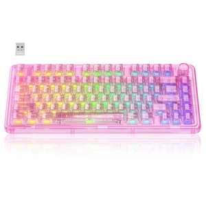 Taiahiro Clear Wireless Mechanical Keyboard with Knob (White, 4000mAh) | BT5.0/USB-C/2.4GHz,80-Key RGB Backlit,Hot Swap Customizable Clear Acrylic Design,Clear Keyboard with RGB for Wins/Mac/Gaming Taiahiro Clear Wireless Mechanical Keyboard with Knob (White, 4000mAh) | BT5.0/USB-C/2.4GHz,80-Key RGB Backlit,Hot Swap Customizable Clear Acrylic Design,Clear Keyboard with RGB for Wins/Mac/Gaming