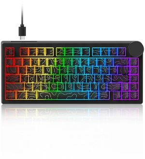 AK820 V2 8KHz Magnetic Mechanical Keyboard Bingyu Hall Effect Rapid Trigger | 0.01mm Adjustable Actuation, Gasket Mount, RGB Metal Knob, USB-C Wired, 75% 81 Key Hot-Swappable, Black Contour Side-Print AK820 V2 8KHz Magnetic Mechanical Keyboard Bingyu Hall Effect Rapid Trigger | 0.01mm Adjustable Actuation, Gasket Mount, RGB Metal Knob, USB-C Wired, 75% 81 Key Hot-Swappable, Black Contour Side-Print