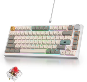 iRoboosta 75% Mechanical Keyboard With Volume Knob, Gasket Hot Swappable RGB Gaming, Wired Custom With Red Switch, 82 Keys Compact Creamy (82 Beige Grey) iRoboosta 75% Mechanical Keyboard With Volume Knob, Gasket Hot Swappable RGB Gaming, Wired Custom With Red Switch, 82 Keys Compact Creamy (82 Beige Grey)