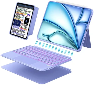 iPad Air 11 inch Case with Keyboard (M4/M3/M2, 2026/2025/2024), Pro 11, Air 5/4th, Wireless Detachable with Stand, Trackpad, Backlit, Slim Cover for iPad A16 11th 2025/10th 10.9" 2022 (Violet Purple) iPad Air 11 inch Case with Keyboard (M4/M3/M2, 2026/2025/2024), Pro 11, Air 5/4th, Wireless Detachable with Stand, Trackpad, Backlit, Slim Cover for iPad A16 11th 2025/10th 10.9" 2022 (Violet Purple)