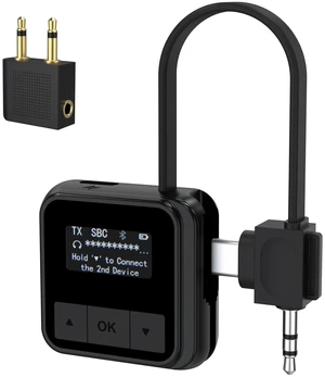 Bluetooth Adapter for Airplane, 2-in-1 Bluetooth Transmitter Receiver for TV, PS4, Switch, Game, PC, Car, Speaker, Type C and 3.5mm AUX Jack Wireless Audio Transmitter Adapter, Supports 2 Headphones Bluetooth Adapter for Airplane, 2-in-1 Bluetooth Transmitter Receiver for TV, PS4, Switch, Game, PC, Car, Speaker, Type C and 3.5mm AUX Jack Wireless Audio Transmitter Adapter, Supports 2 Headphones