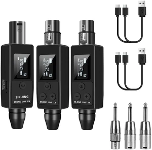 Wireless Microphone System UHF Professional XLR Transmitter+Receiver, Supports Dynamic/Condenser Microphones & 48V Phantom Power, Suitable for Electric Guitar, Bass, Mixers, PA Systems (One drag two) Wireless Microphone System UHF Professional XLR Transmitter+Receiver, Supports Dynamic/Condenser Microphones & 48V Phantom Power, Suitable for Electric Guitar, Bass, Mixers, PA Systems (One drag two)