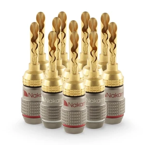 Nakamichi FanLock Excel Series 24k Gold Plated BFA Banana Plugs, 10-18 AWG | Gauge Size 4mm for Speakers Amplifier Hi-Fi Stereo Receiver Radio AV Audio Wire Cable Quick Connector, 12 Pcs (6-Pairs) Nakamichi FanLock Excel Series 24k Gold Plated BFA Banana Plugs, 10-18 AWG | Gauge Size 4mm for Speakers Amplifier Hi-Fi Stereo Receiver Radio AV Audio Wire Cable Quick Connector, 12 Pcs (6-Pairs)