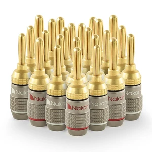 Nakamichi FanLock Excel Series 24k Gold Plated Banana Plugs, 10-18 AWG | Gauge Size 4mm for Speakers Amplifier Hi-Fi Stereo Radio AV Receiver Audio Wire Cable Quick Connector, 24 Pcs (12-Pairs) Nakamichi FanLock Excel Series 24k Gold Plated Banana Plugs, 10-18 AWG | Gauge Size 4mm for Speakers Amplifier Hi-Fi Stereo Radio AV Receiver Audio Wire Cable Quick Connector, 24 Pcs (12-Pairs)