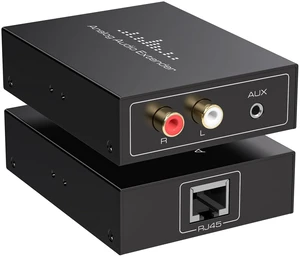 Analog Audio Extender RCA 3.5MM Stereo Over Ethernet LAN Single Cat5e/6 Cable, up to 1640FT/500M No External Power Required for Home Theater Church AMP Long Distance Audio Transmission Analog Audio Extender RCA 3.5MM Stereo Over Ethernet LAN Single Cat5e/6 Cable, up to 1640FT/500M No External Power Required for Home Theater Church AMP Long Distance Audio Transmission