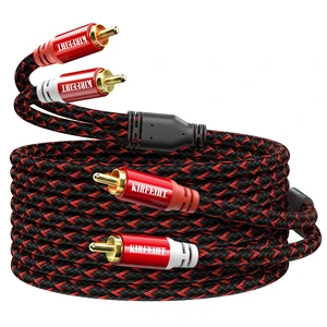 KIRFEIHT RCA Cables 25 FT, 2RCA to 2RCA OFC Core RCA Cables for Car Audio | Gold-Plated Connectors Nylon Braided Subwoofer Cable for Home Theater, HDTV, Amplifiers, Speakers - Red & Black KIRFEIHT RCA Cables 25 FT, 2RCA to 2RCA OFC Core RCA Cables for Car Audio | Gold-Plated Connectors Nylon Braided Subwoofer Cable for Home Theater, HDTV, Amplifiers, Speakers - Red & Black