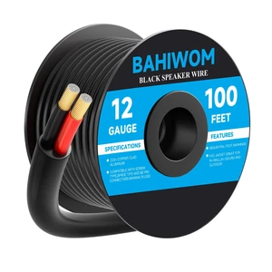 BAHIWOM Outdoor Speaker Wire 12 Gauge 100FT CL3 Rated CCA Speaker Cable | Black PVC Jacket 2 Conductors Red & Black Polarity Mark for Direct Burial,Backyard,Garden,Marine,Home Theater & In-Wall BAHIWOM Outdoor Speaker Wire 12 Gauge 100FT CL3 Rated CCA Speaker Cable | Black PVC Jacket 2 Conductors Red & Black Polarity Mark for Direct Burial,Backyard,Garden,Marine,Home Theater & In-Wall