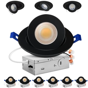 Adetu 6 Pack 4 inch 5CCT Black Gimbal LED Recessed Lights, 10W=95W, 982LM | 360°+90° Adjustable Directional, 2700K-5000K Selectable, CRI90+, 5%-100% Dimmable Eyeball Canless Light, Damp Rated-ETL&IC Adetu 6 Pack 4 inch 5CCT Black Gimbal LED Recessed Lights, 10W=95W, 982LM | 360°+90° Adjustable Directional, 2700K-5000K Selectable, CRI90+, 5%-100% Dimmable Eyeball Canless Light, Damp Rated-ETL&IC