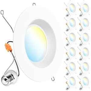 12 Pack 6 Inch Retrofit LED Recessed Lights, 5CCT, 13W=75W, Dimmable | 1050LM, Selectable CCT 2700K/3000K/3500K/4000K/5000K, Baffle Trim, LED Retrofit Downlight Recessed Can Lights for Ceiling